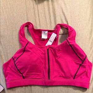 J. Crew Vibrant Pink Sports Bra with Black Accents NWT RUNS SMALL!